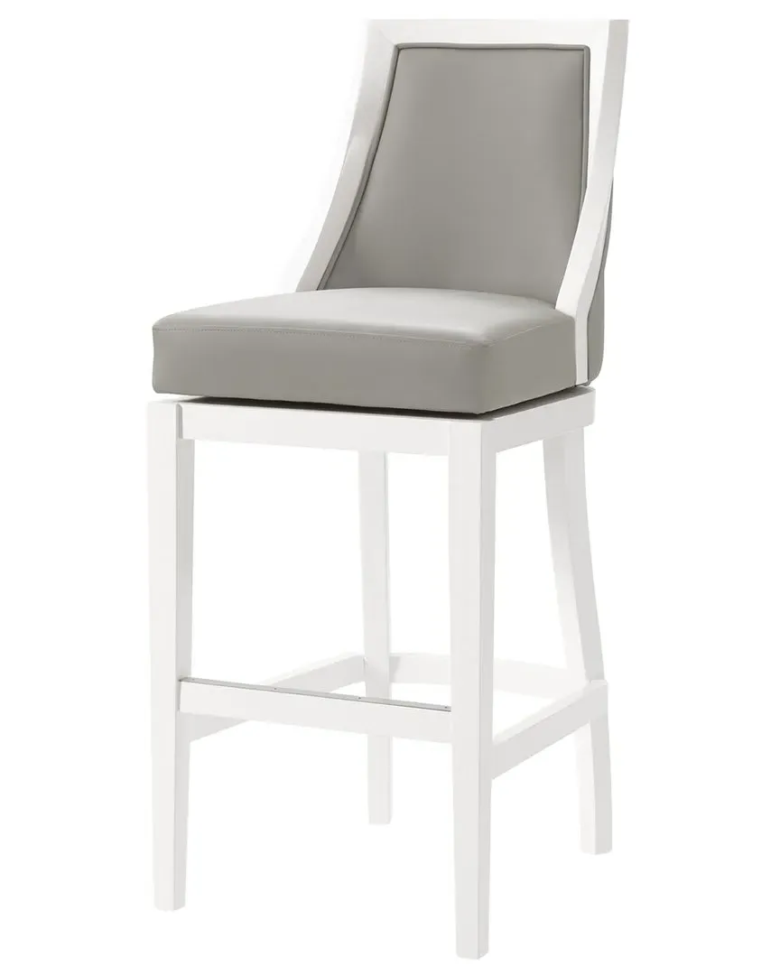 Ellie Rectangle Bar Height Stool with Back - White, Rubberwood