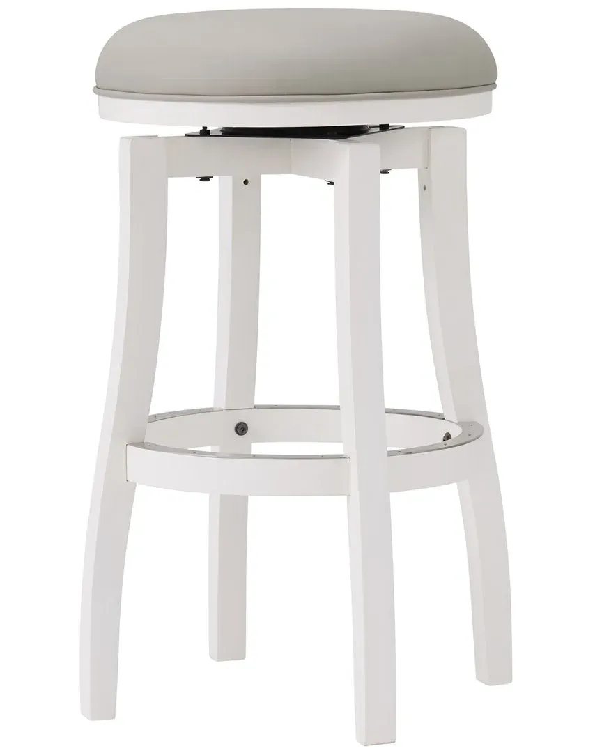 Ellie Round Bar Height Stool - White, Rubberwood