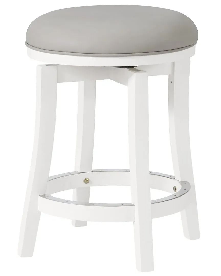 Ellie Round Counter Height Stool with Swivel - White, Rubberwood