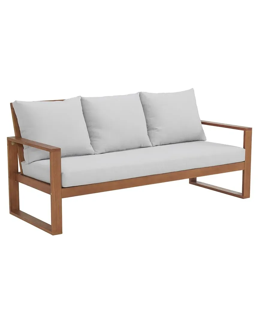 Grafton 2-Seat Outdoor Bench with Cushions - Natural, Eucalyptus image