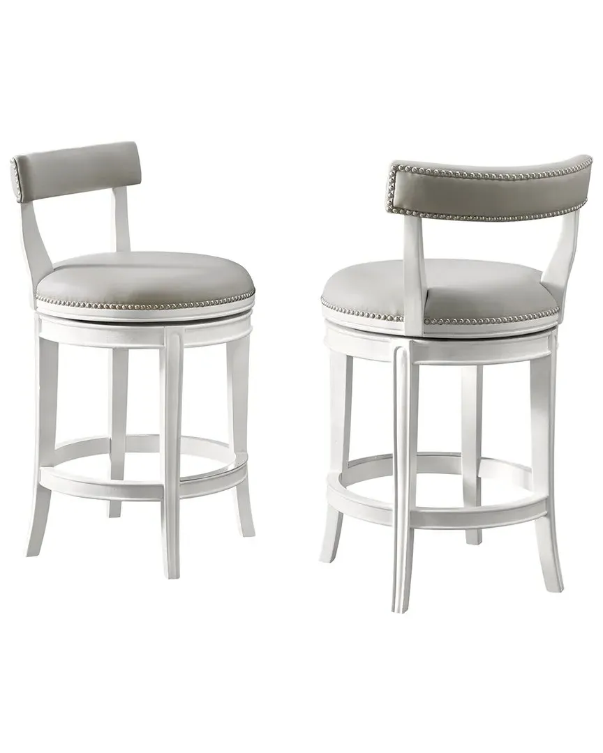 Hanover Set of 2 Swivel Counter Height Stools - White, Rubberwood