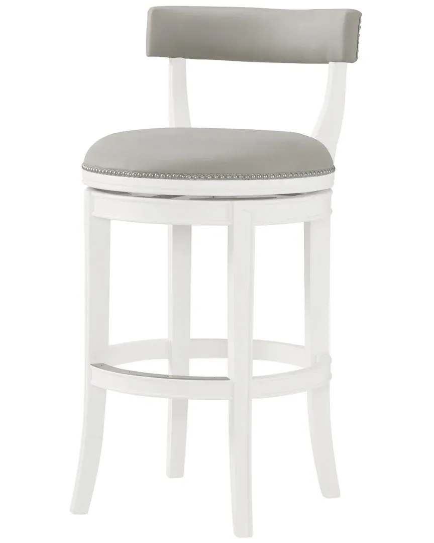 Hanover Swivel Bar Height Bar Stool - White, Rubberwood