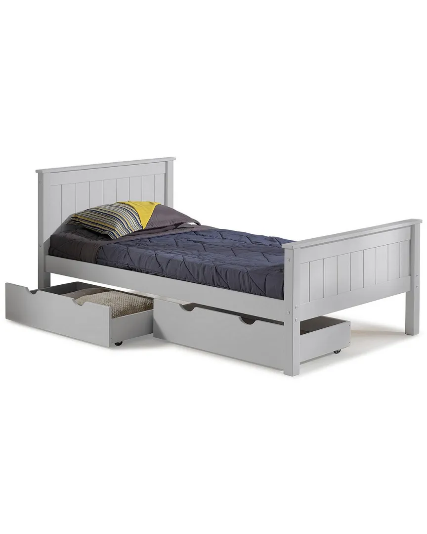 Harmony Twin Platform Bed with Storage - Grey, Pine