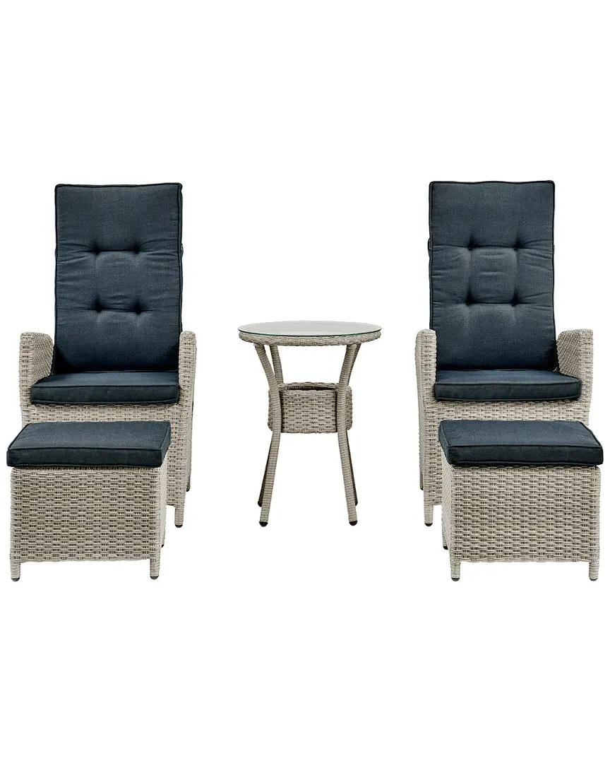 Haven Outdoor Recliner Set with Glass Table - White Wicker