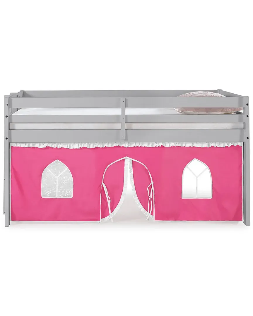 Jasper Twin Junior Loft Bed with Tent - Grey, Pine