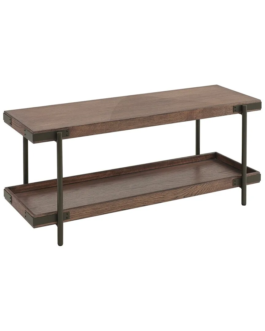 Kyra 42In Bench with Shelf - Oak, Metal