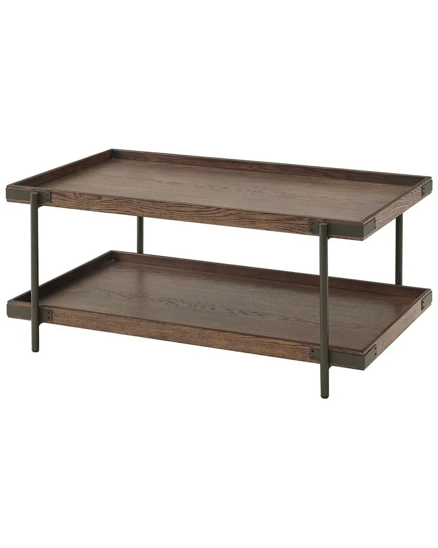 Kyra 42In Coffee Table with Shelf - Oak, Metal