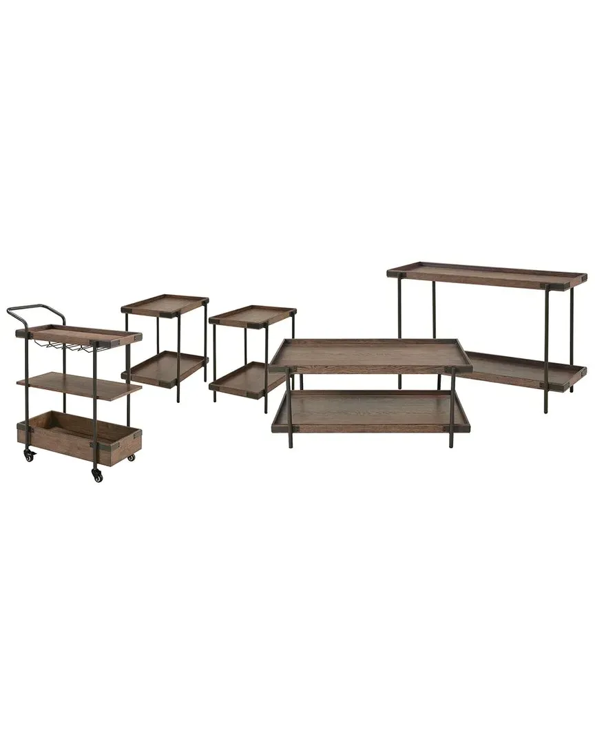 Kyra 5-Piece Living Room Set - Rustic Brown, Oak