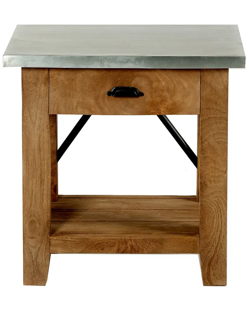 Millwork 22in End Table with Drawer - Wood, Zinc Metal