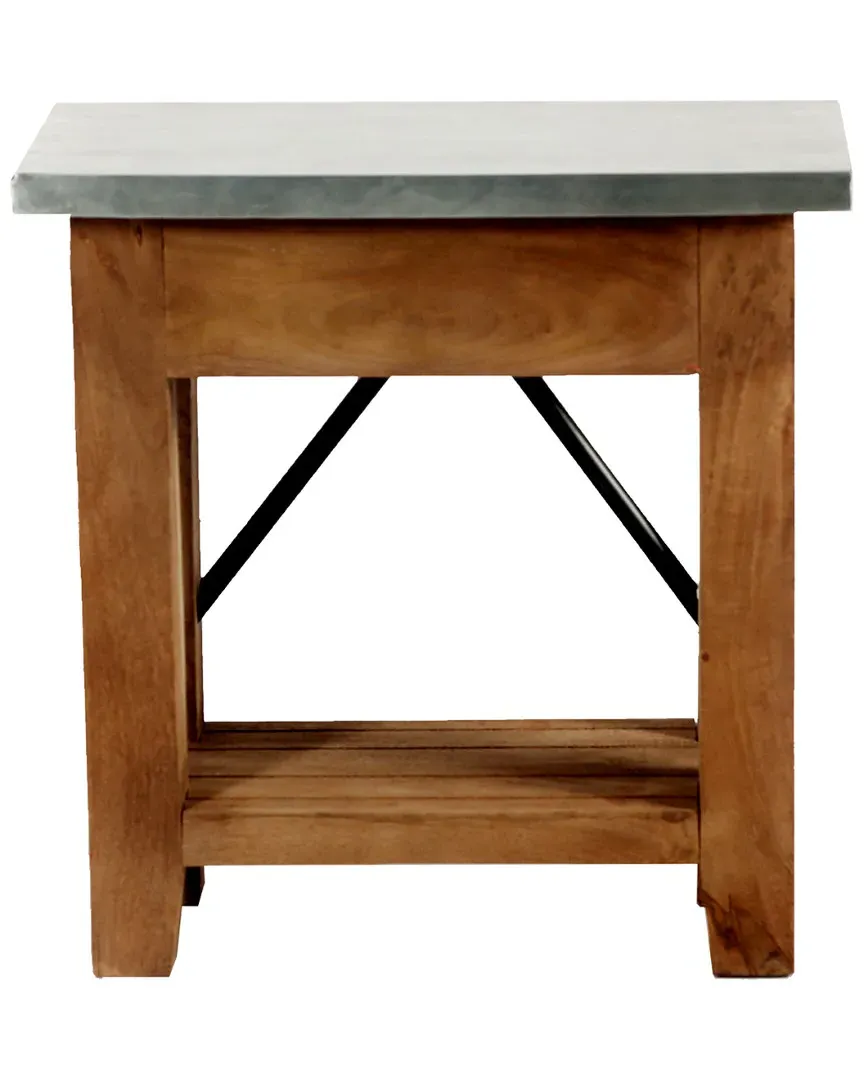 Millwork 22in End Table with Shelf - Wood, Zinc Metal image