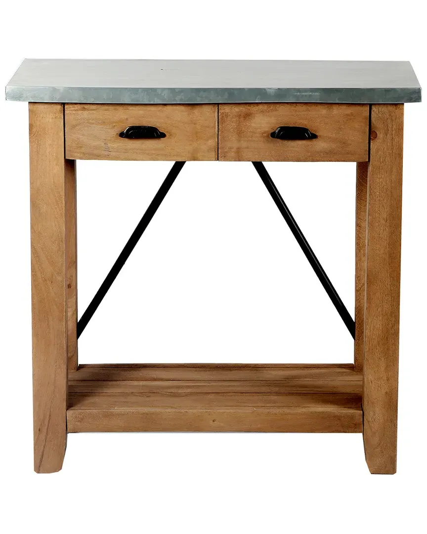 Millwork 30in Console Table with Two Drawers - Wood, Zinc Metal