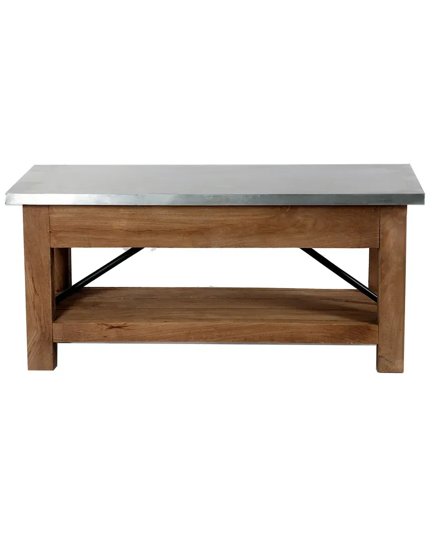 Millwork 40in Bench with Shelf - Wood, Zinc Metal