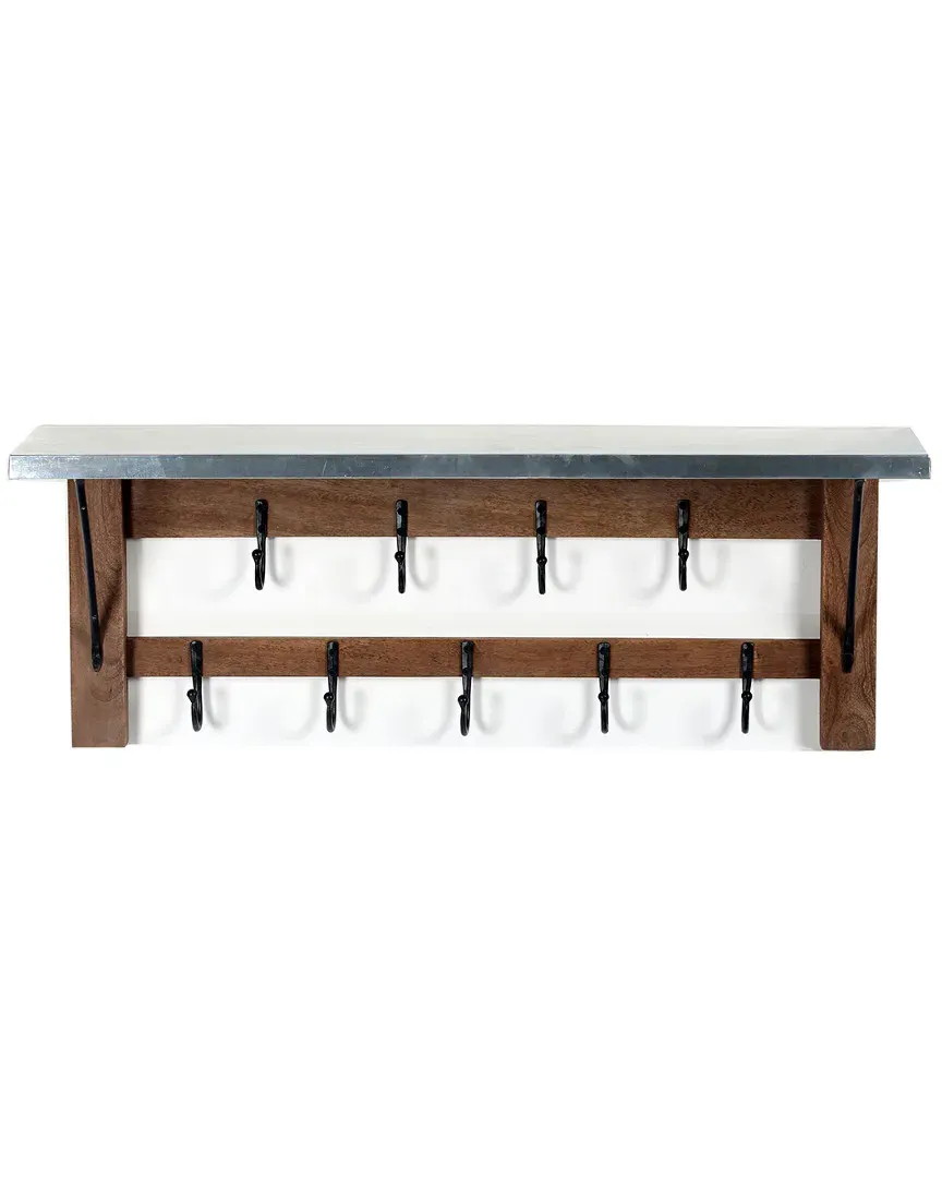 Millwork 40in Double Row Hook Shelf - Wood, Zinc image