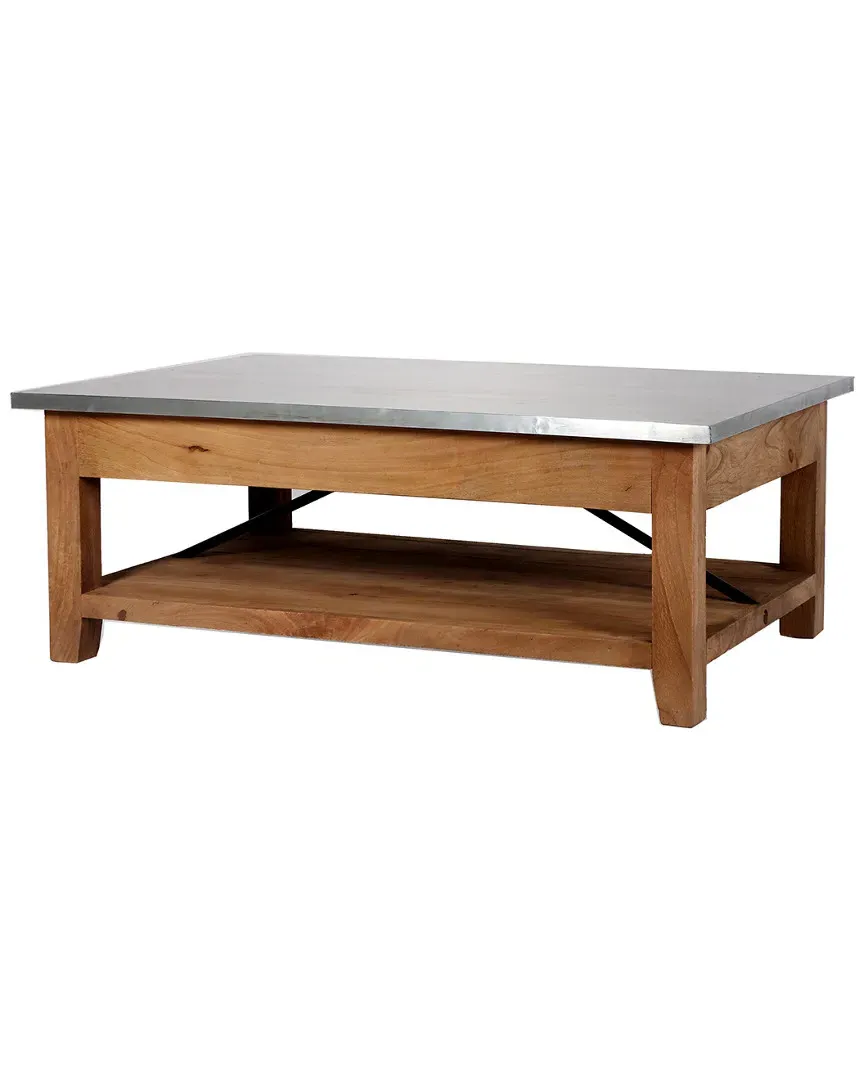 Millwork 48in Coffee Table with Shelf - Wood, Zinc Metal