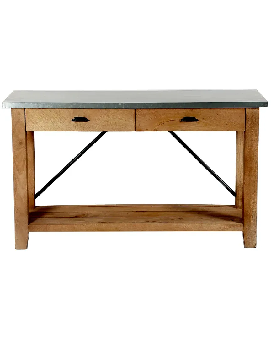 Millwork 50in Console Table with Two Drawers - Wood, Zinc Metal