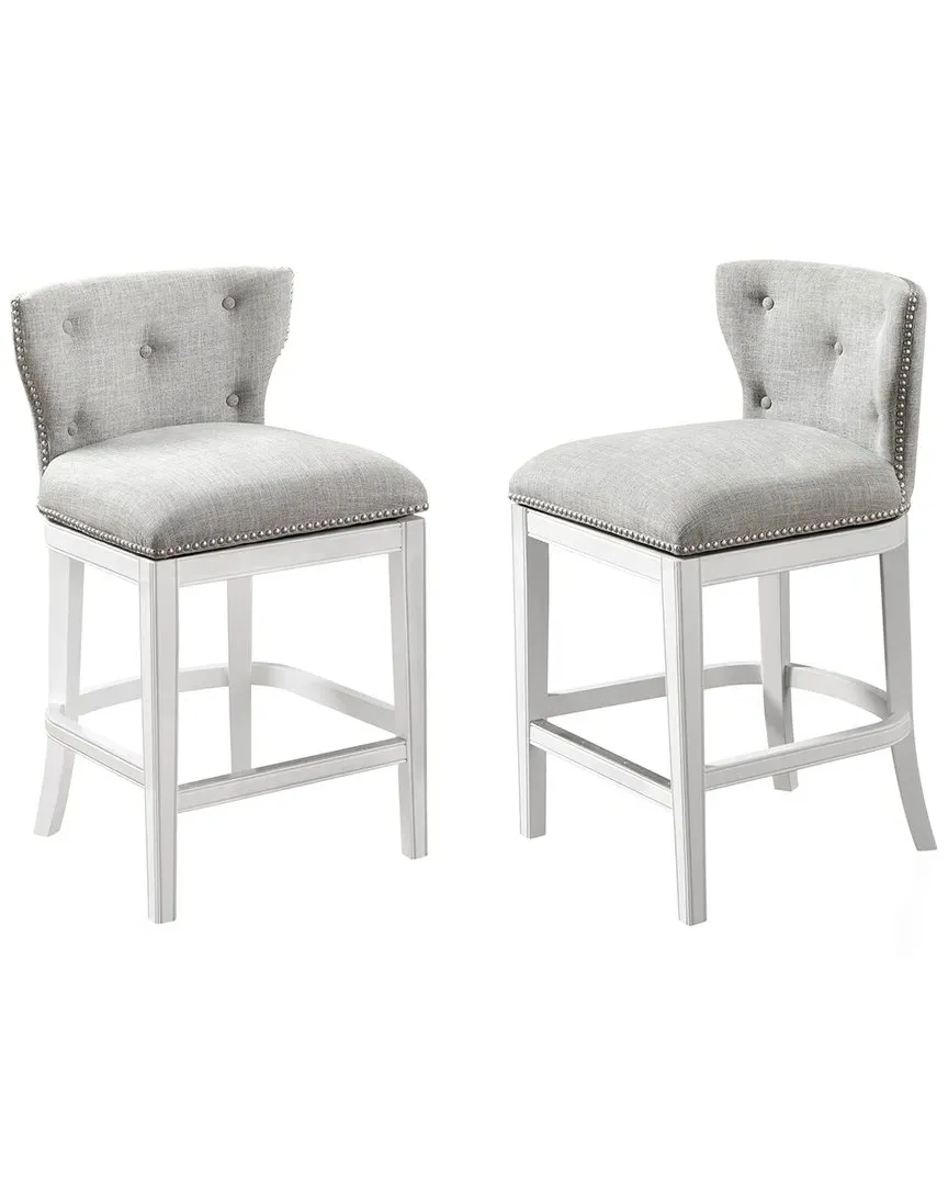 Miranda Set of 2 Swivel Counter Height Bar Stools - White