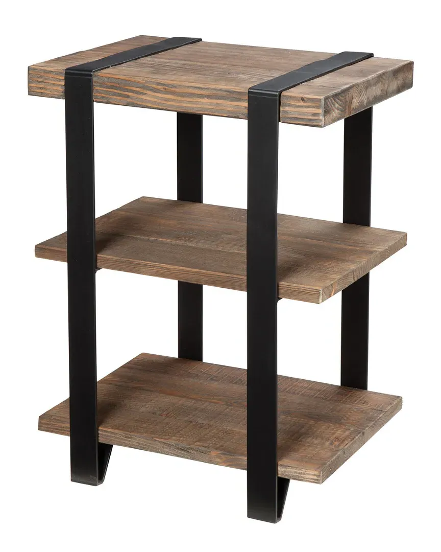 Modesto 2-Shelf End Table with Metal Strap - Reclaimed Wood image
