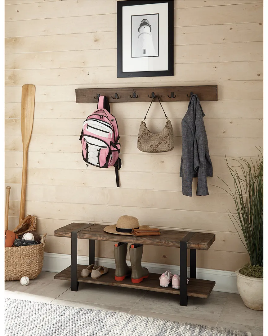Modesto 48in Storage Bench with Coat Hooks - Reclaimed Wood image