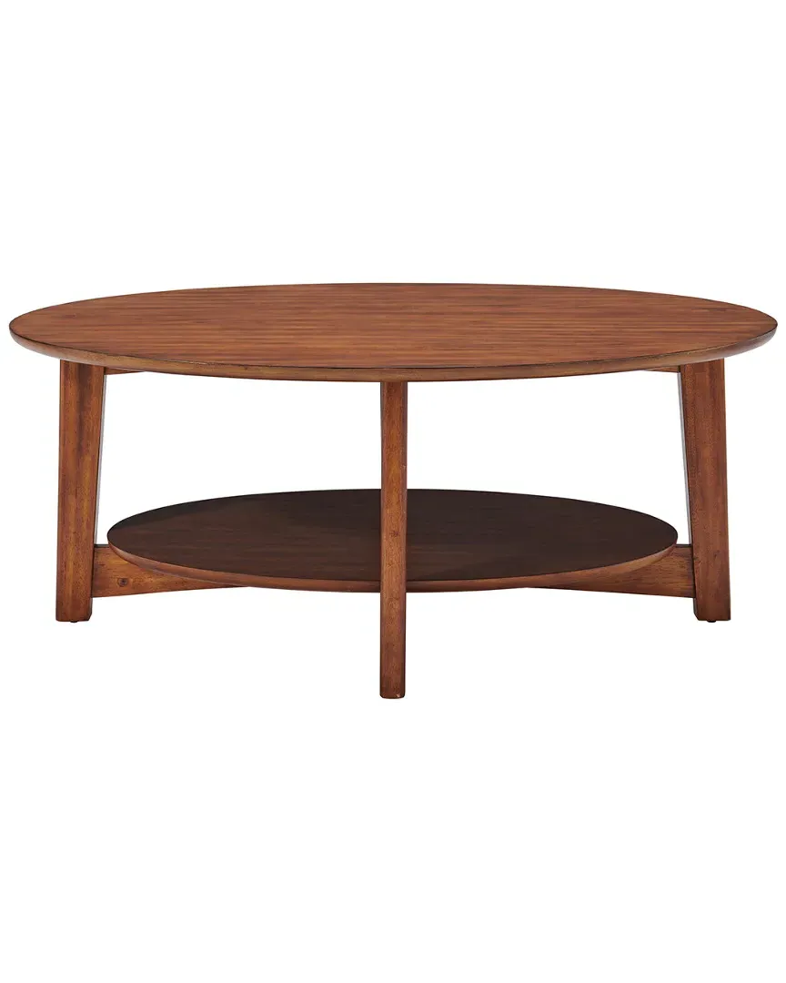 Monterey Oval Coffee Table with Shelf - Warm Chestnut image