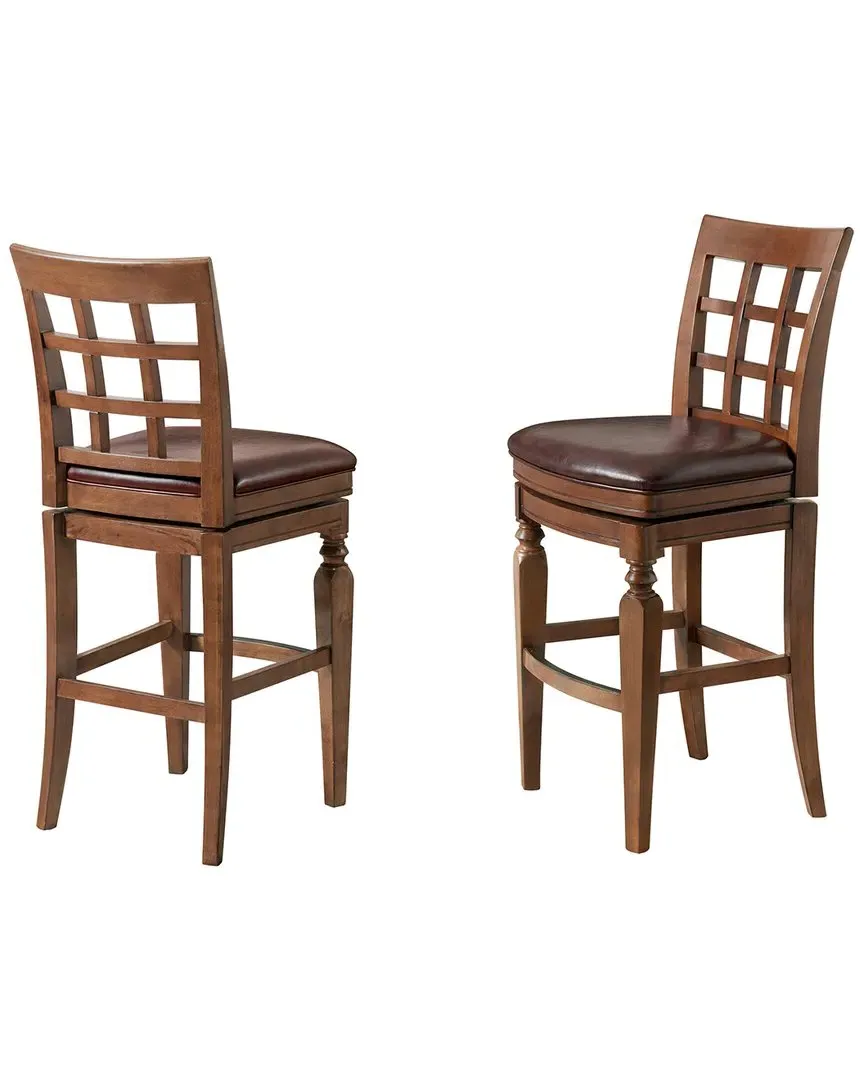 Napa Set of 2 Bar Height Stools - Brown, Rubberwood image