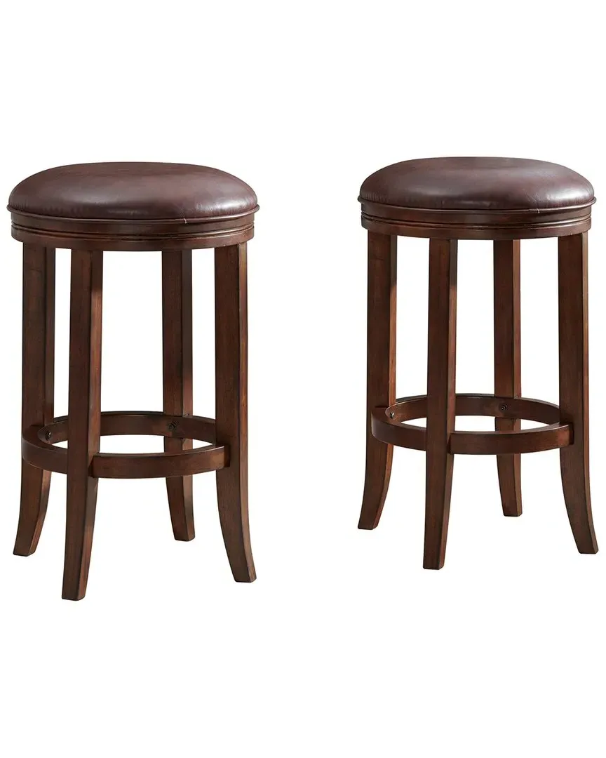 Natick Set of 2 Counter Height Stools - Brown, Rubberwood