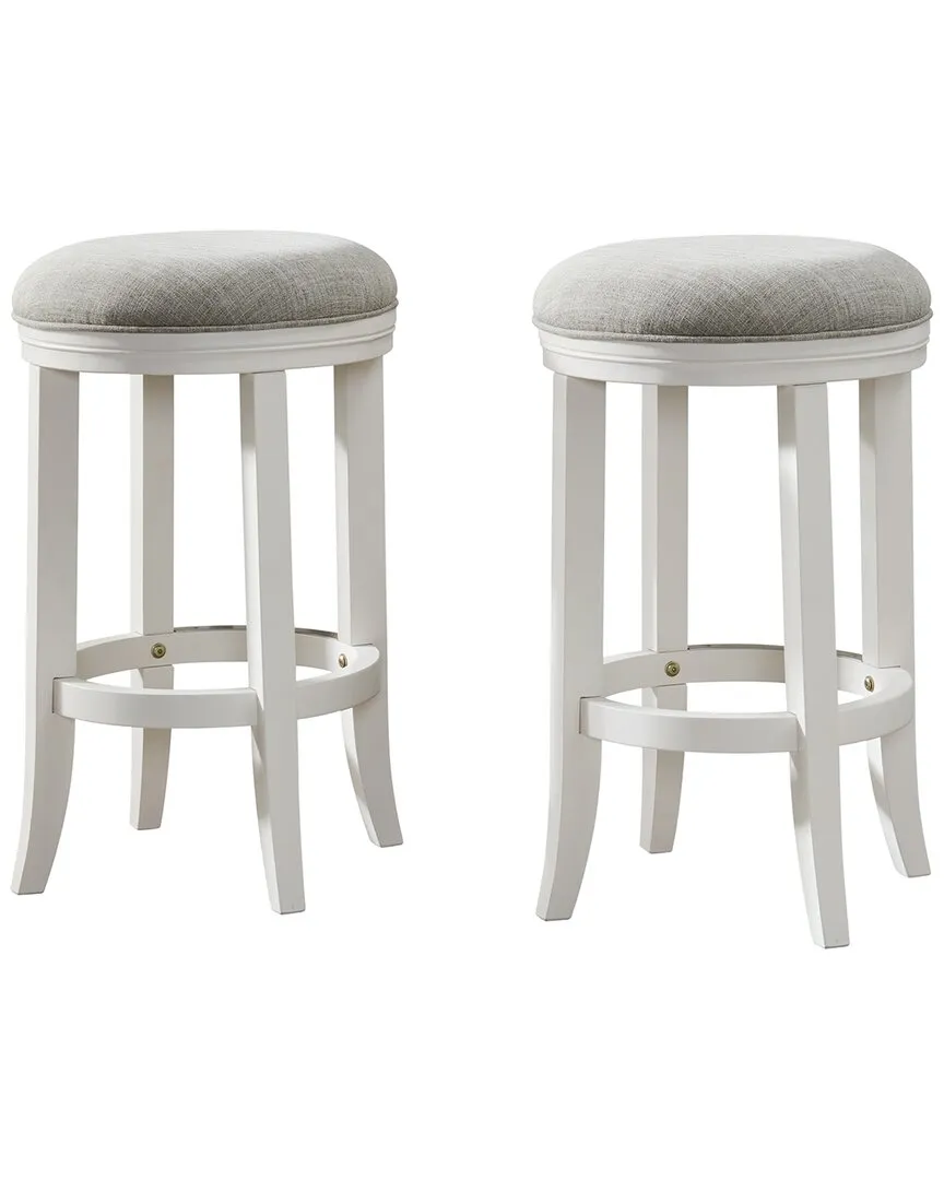 Natick Set of 2 Counter Height Stools - White, Rubberwood