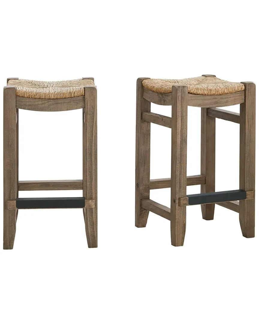 Newport Set of Two Counter Height Stools with Rush Seats