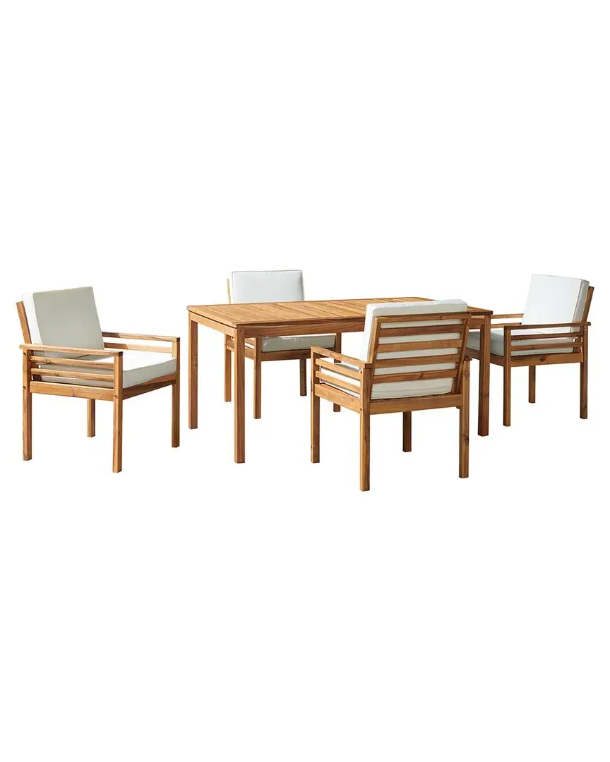 Okemo 5-Piece Outdoor Dining Set - Natural, Acacia Wood