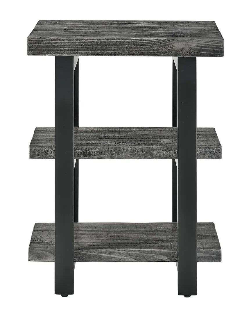 Pomona 2-Shelf End Table - Slate Grey, Pine Wood