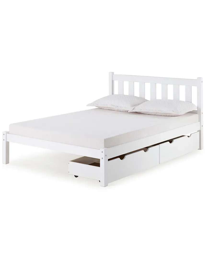Poppy Full Platform Bed with Storage - White, Pine