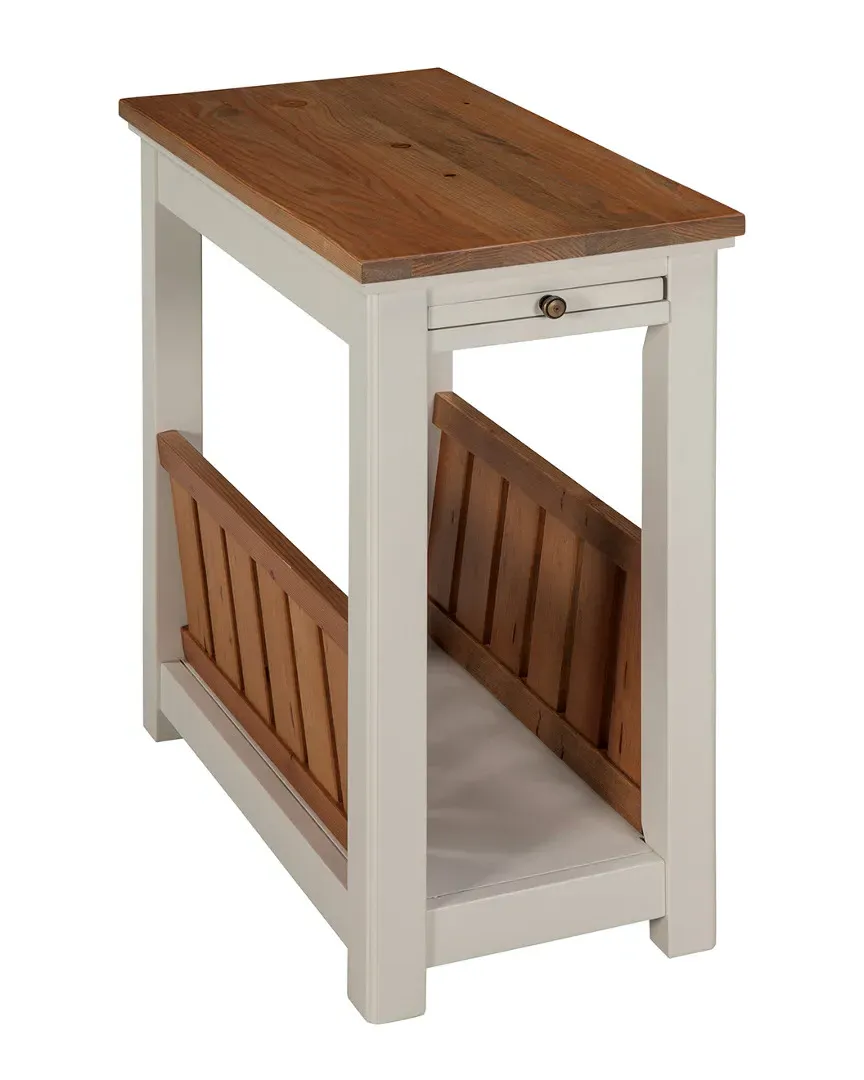 Savannah Chairside End Table with Pull-out Shelf - Ivory, Pine