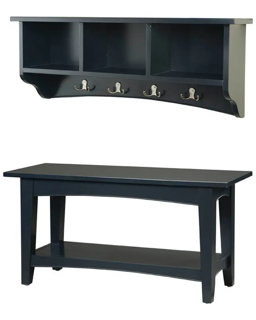 Shaker Cottage Storage Coat Hook with Bench Set - Charcoal Grey