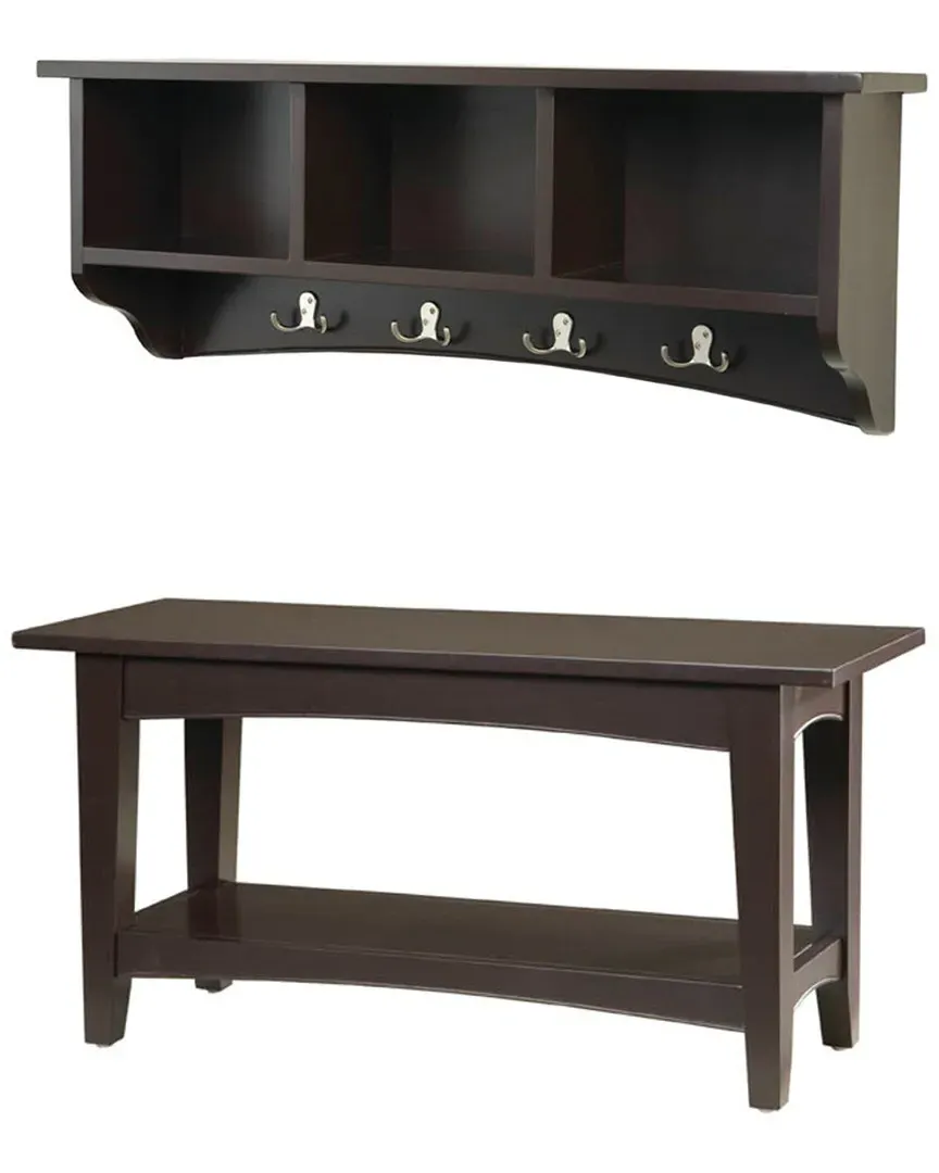 Shaker Cottage Storage Coat Hook with Bench Set - Chocolate