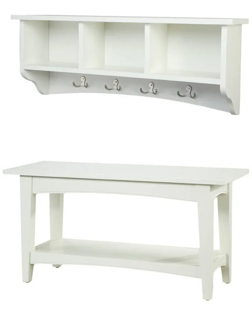 Shaker Cottage Storage Coat Hook with Bench Set - Ivory