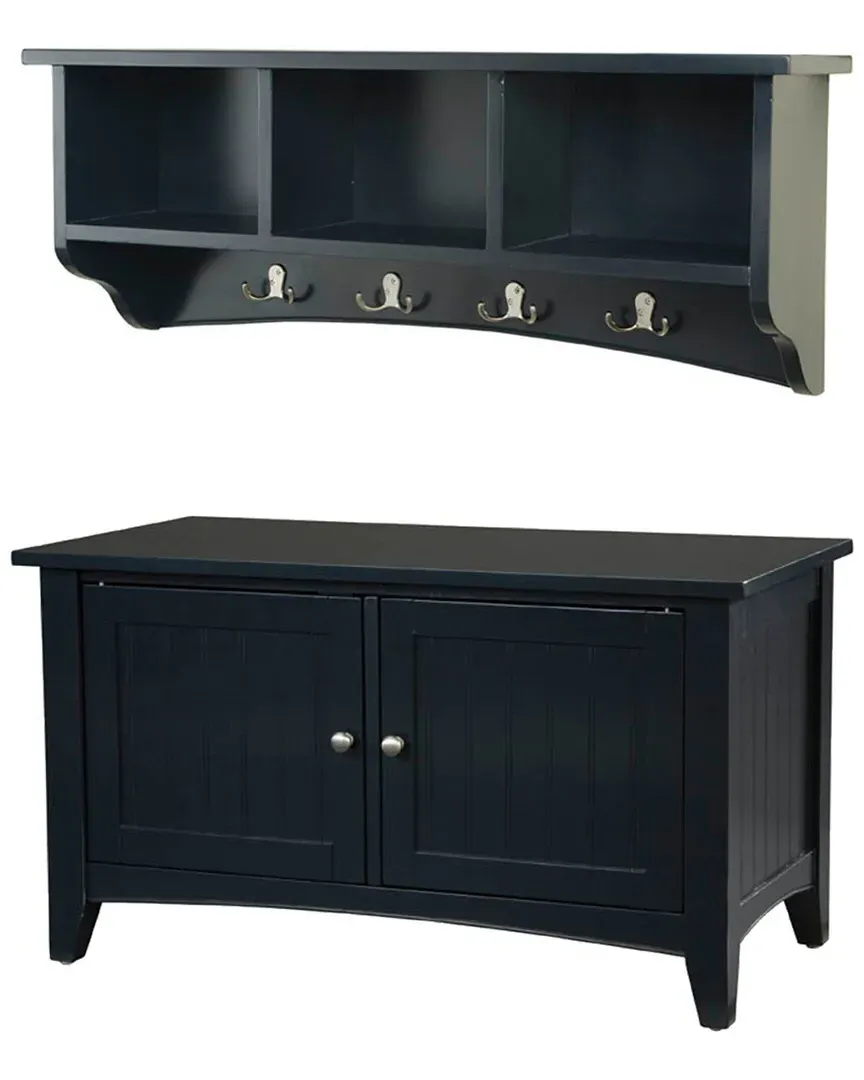 Shaker Cottage Storage Coat Hook with Cabinet Bench Set - Charcoal Grey