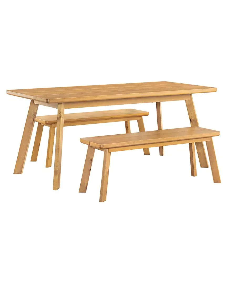 Shelburne 73In Dining Table with Bench Set - Natural, Wood