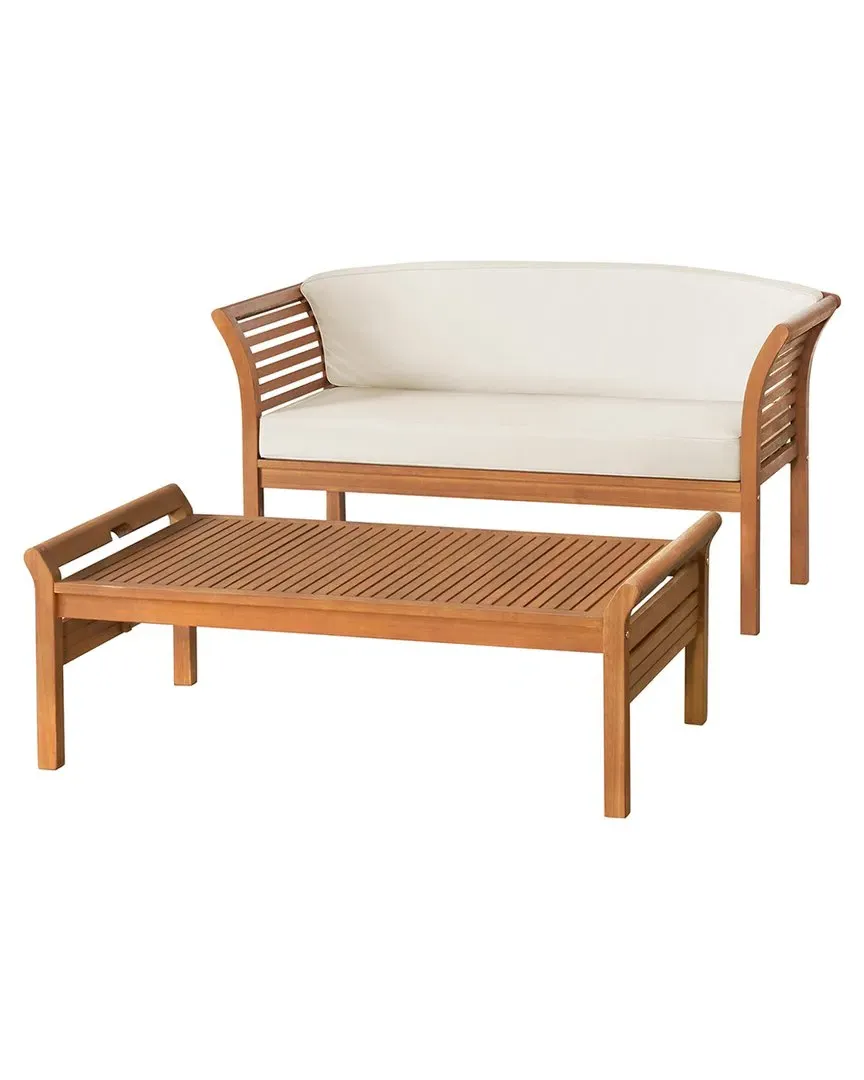 Stamford Outdoor Bench Set with Coffee Table - Natural, Eucalyptus