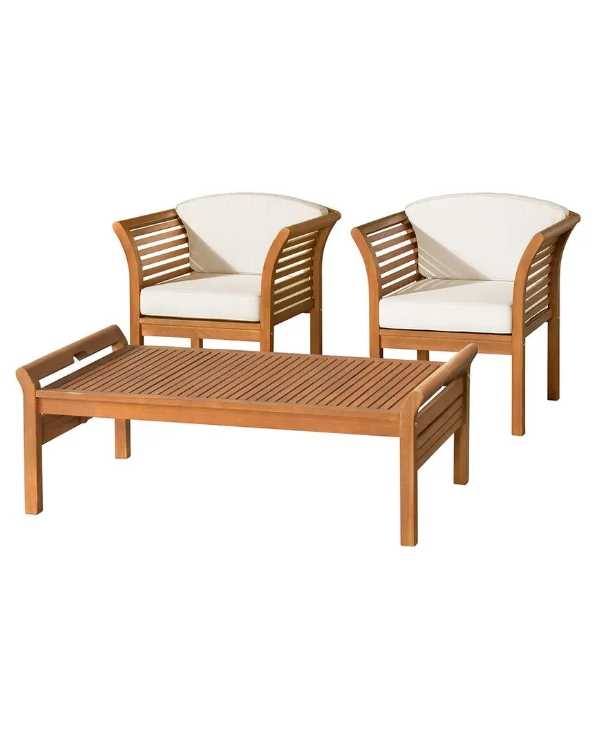 Stamford Outdoor Conversation Set - Natural, Eucalyptus Wood