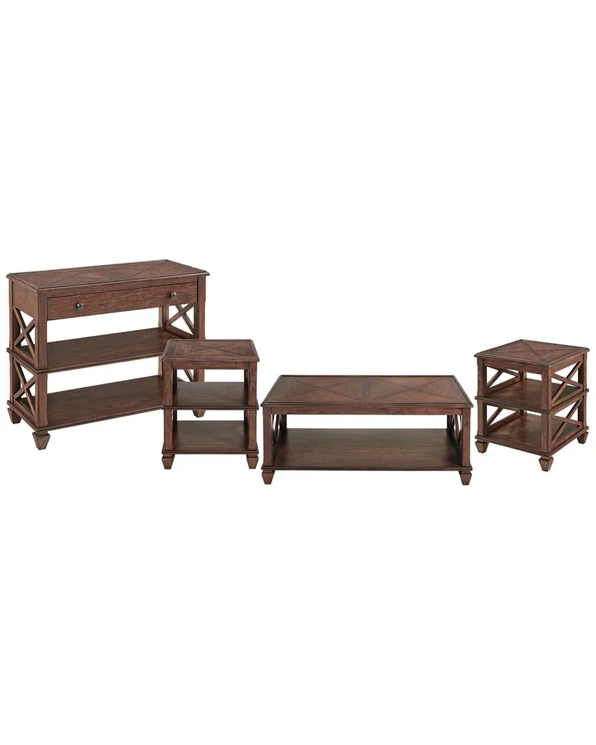 Stockbridge 4-Piece Table Set with 2-Shelf End Tables - Cherry