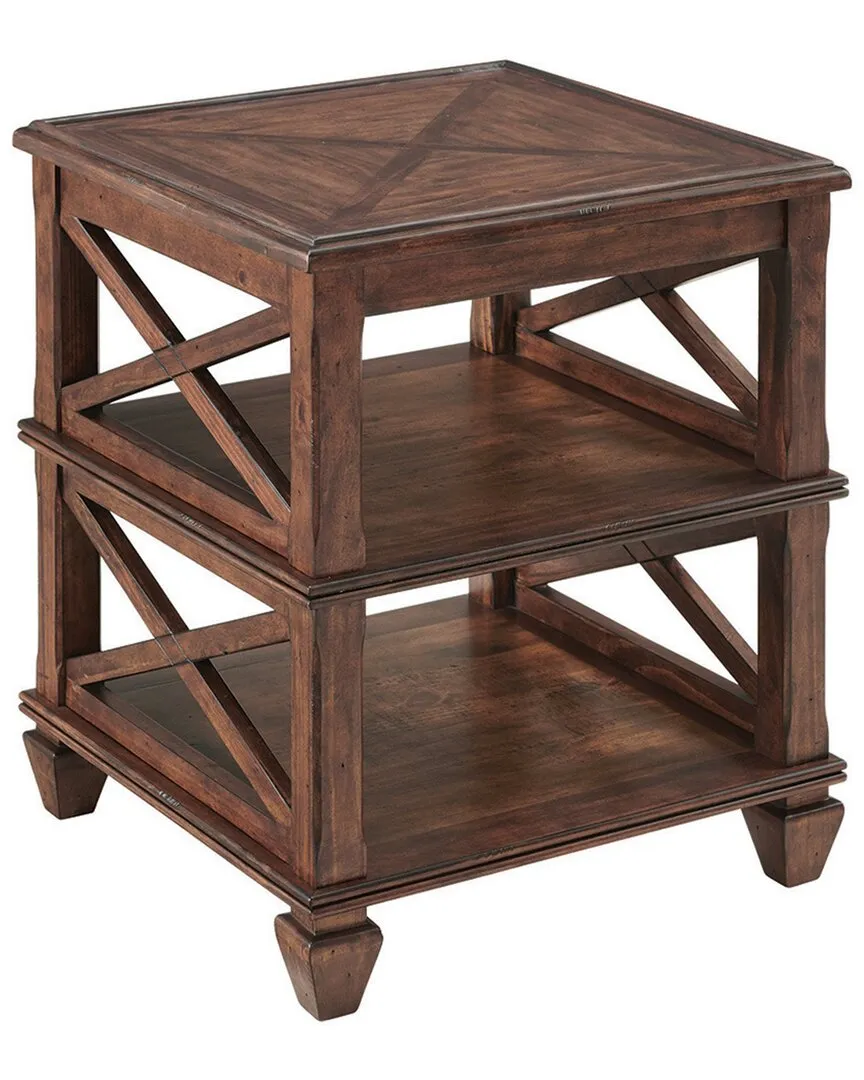 Stockbridge Square End Table with Two Shelves - Cherry, Pine Wood image