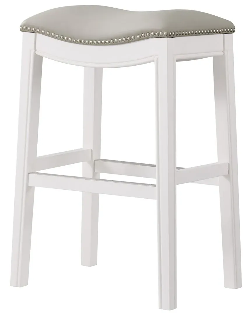 Williston Bar Height Stool - White, Rubberwood