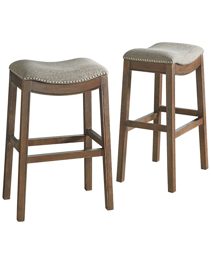 Williston Set of 2 Bar Height Stools - Brown, Rubberwood