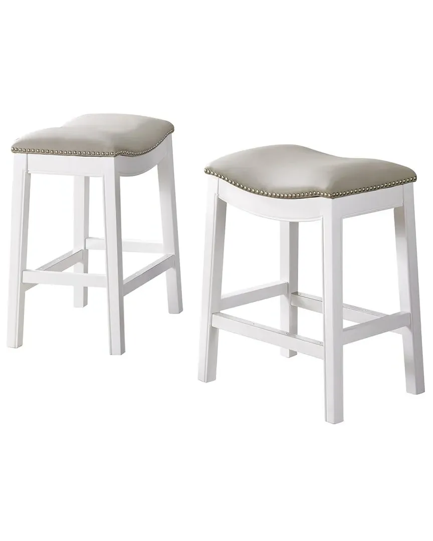 Williston Set of 2 Counter Height Stools - White, Rubberwood image