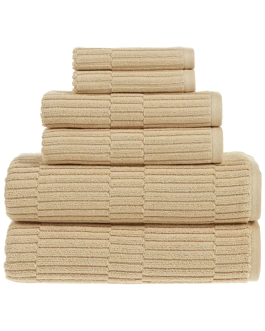 Antimicrobial Oxford 6Pc Towel Set - Linen, Turkish Cotton