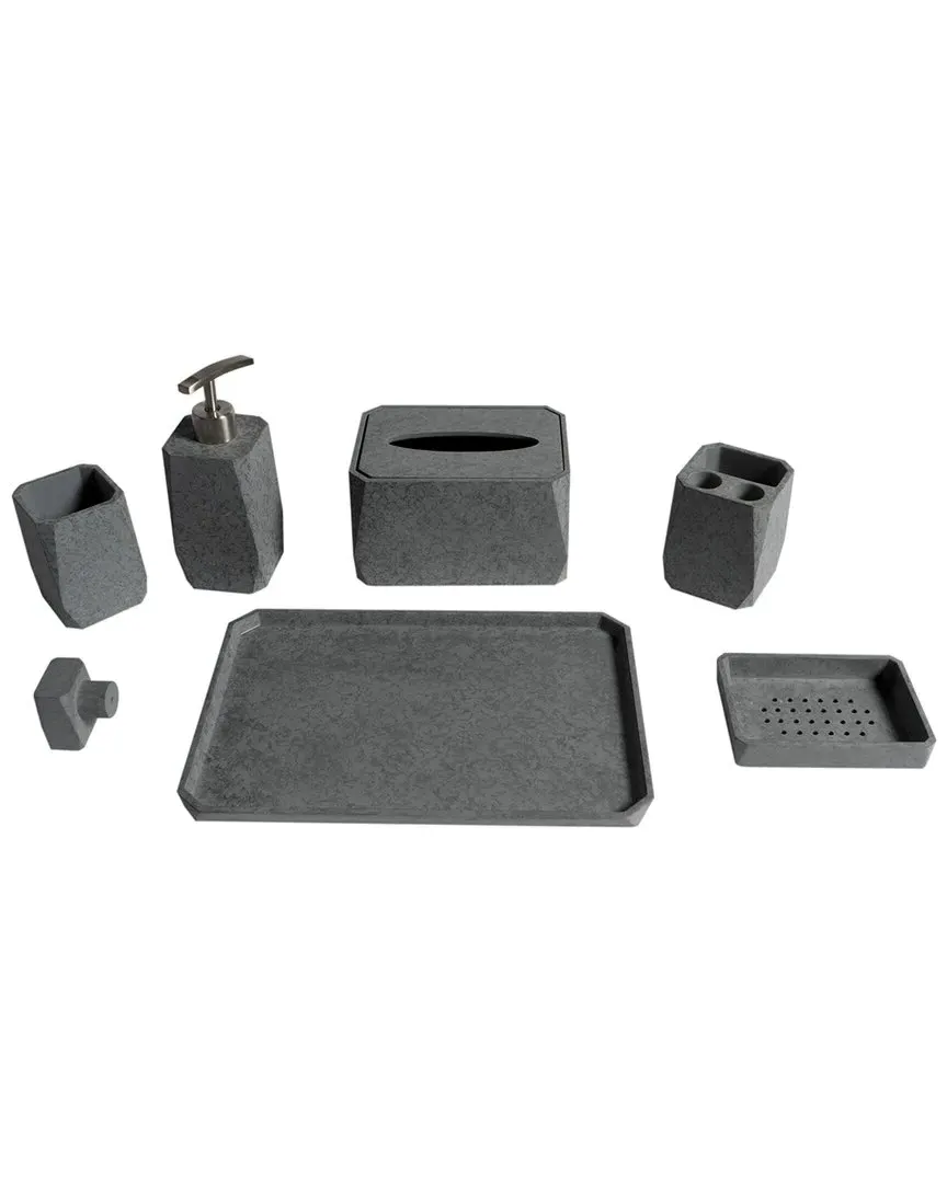 7-Piece Bathroom Accessory Set - Grey, Concrete image