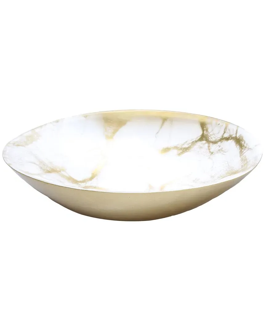 12.5in Oval Bowl - White, Marbleized