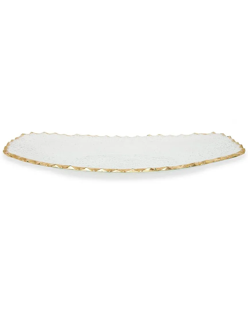 16in Glass Oblong Tray with Gold Edge - Gold