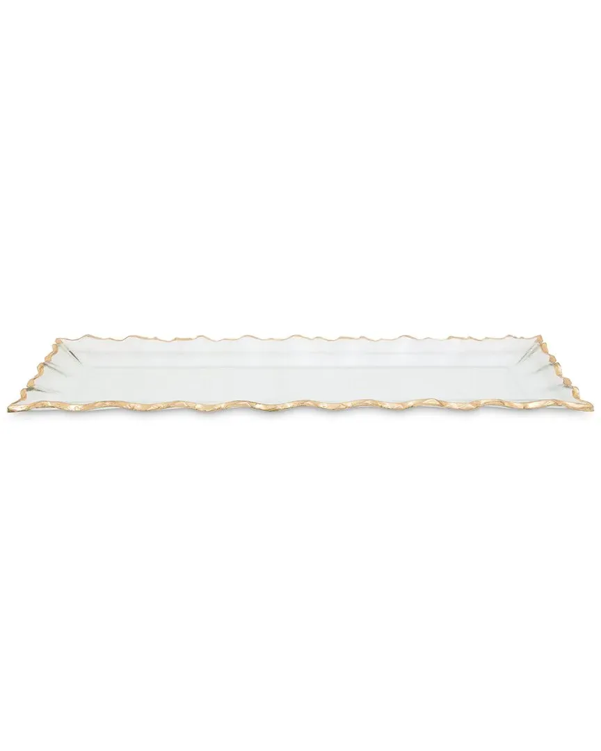 19in Glass Oblong Tray with Gold Edge - Gold