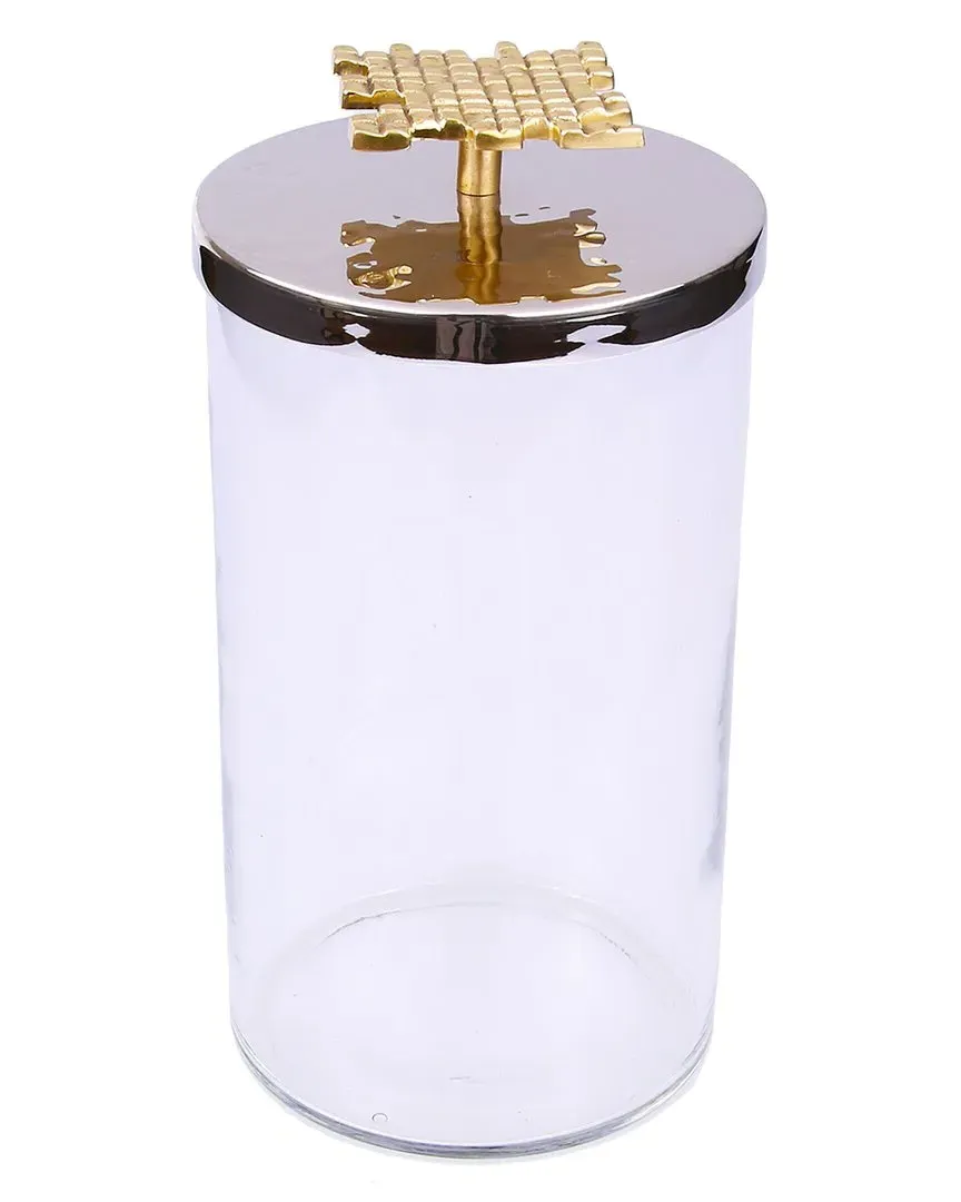 8.25in Glass Canister with Mosaic Design - Clear image