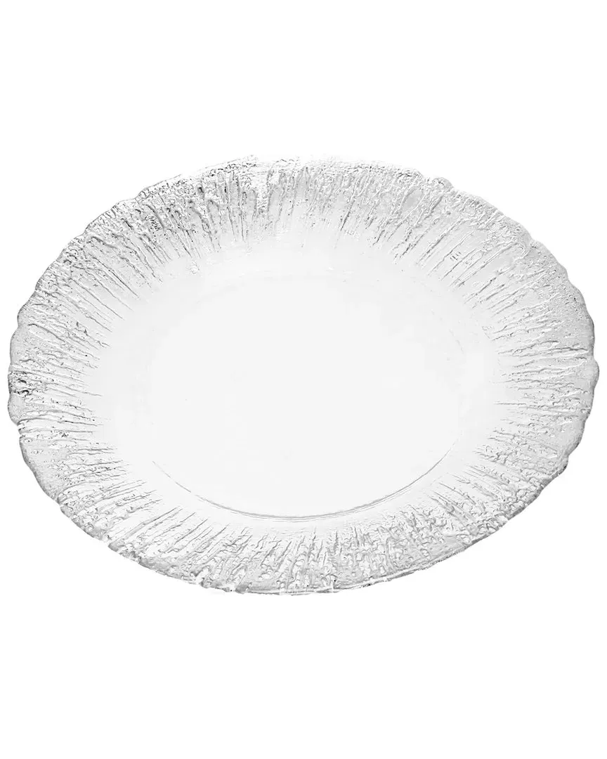 8in Dinner Plates Set of 4 - White, Silver Design